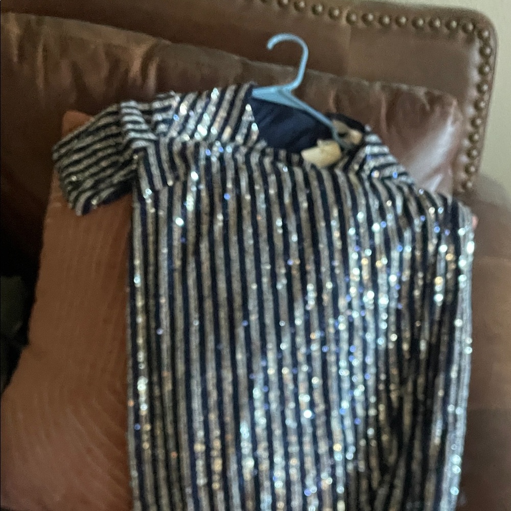 Anthropologie Black and Silver Sequin Dress